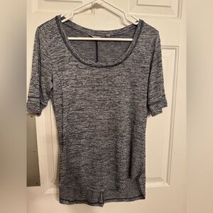 Athleta, Women's black and gray striped top.